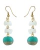 2" Green & White Glass Bead Earring