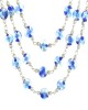  26"+24" Blue Glass Beads With Silver Chain Necklace