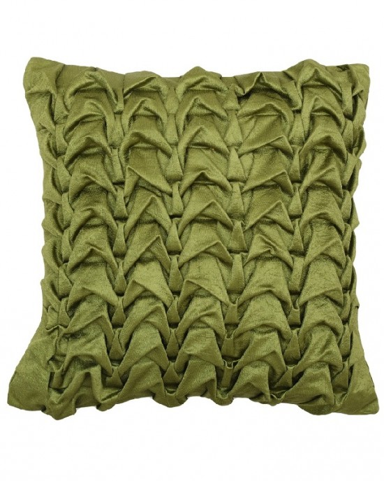 16 * 16 Green Square Satin Handmade Olive Cushion Cover