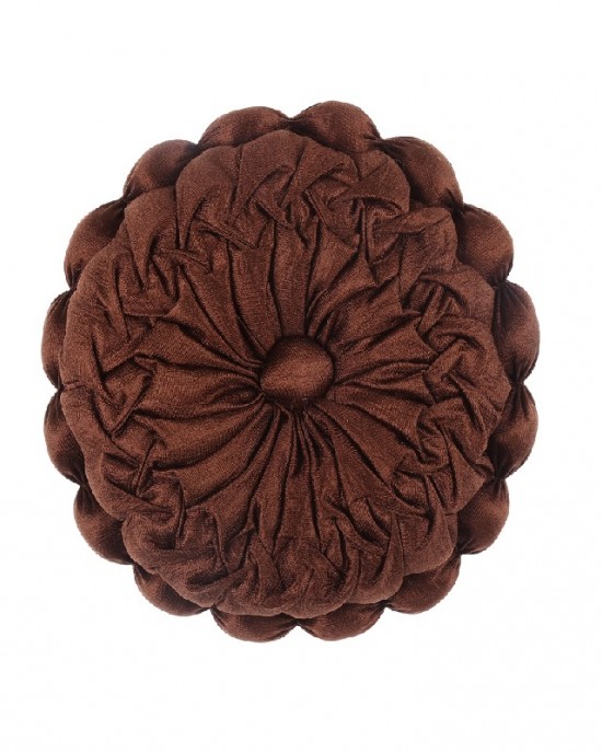 16 * 16 Chocolate Brown Round Satin Handmade Cushion