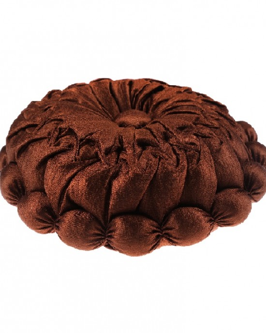 16 * 16 Chocolate Brown Round Satin Handmade Cushion